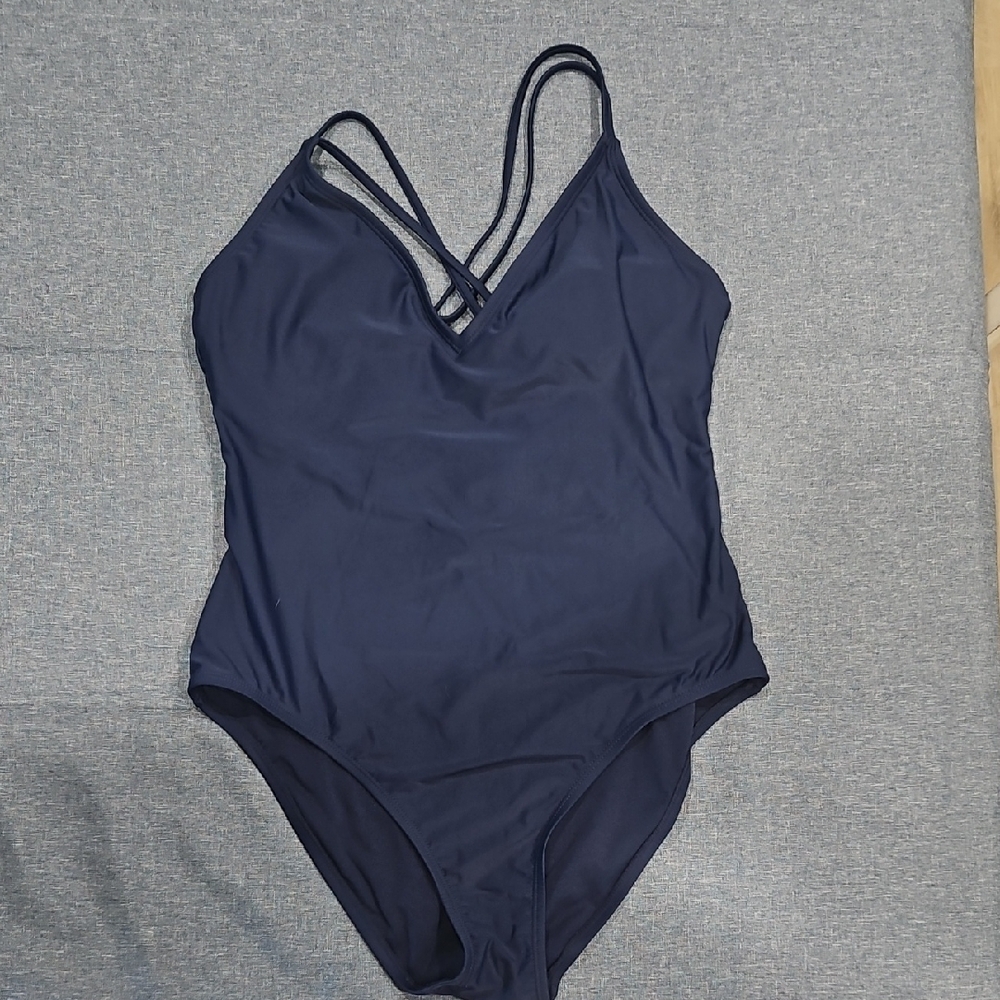 Hurley Blue One Piece V-Neck Swimsuit